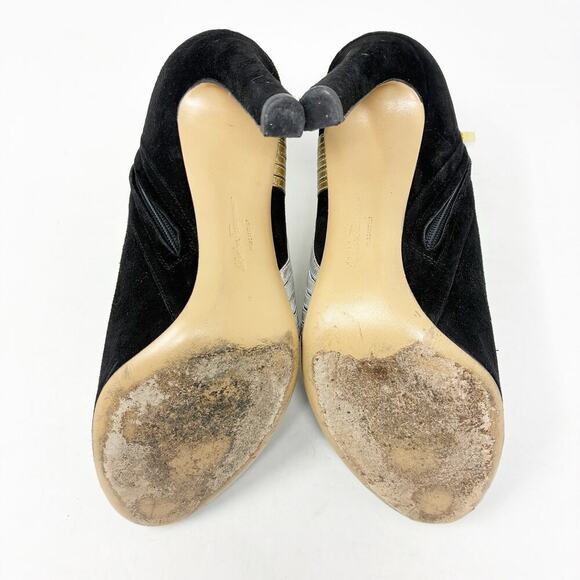 Salvadore Ferragamo Black Suede Silver and Gold Leather Accent Booties 7 - Picture 6 of 8